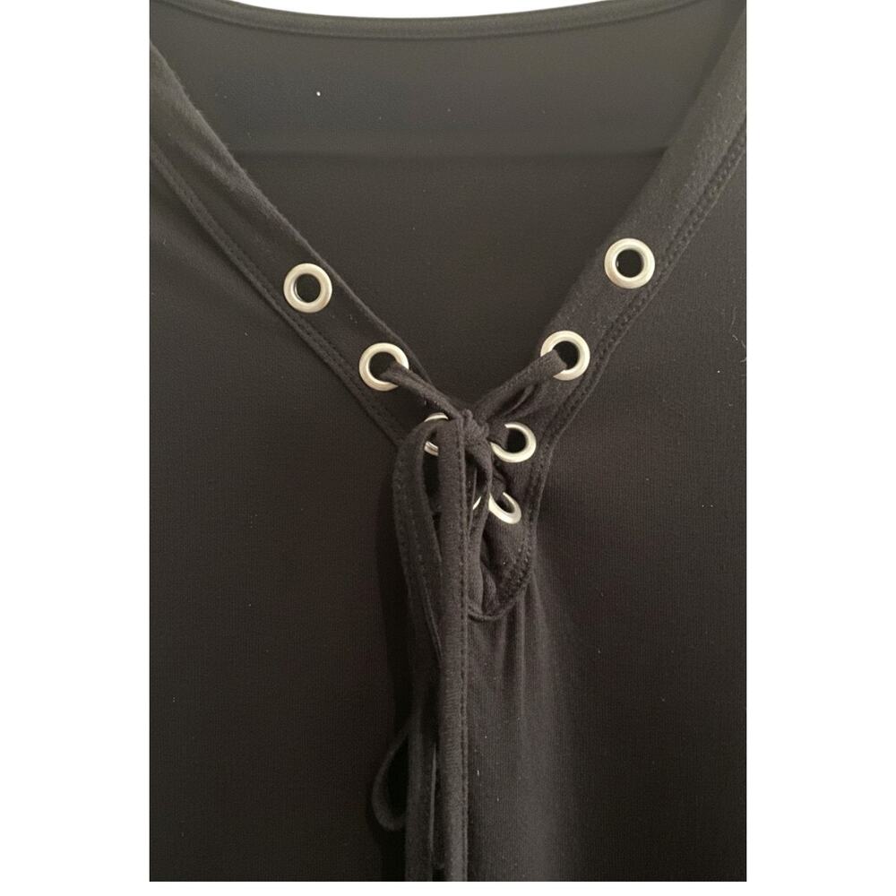 ✨ LAGACI Black Lace Up Coverup Mini Dress M SLS Las Vegas Resortwear EUC 🖤 - Picture 5 of 7